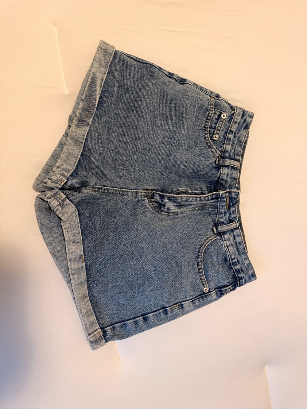 SHEIN Light Blue Rolled-Hem Denim Shorts